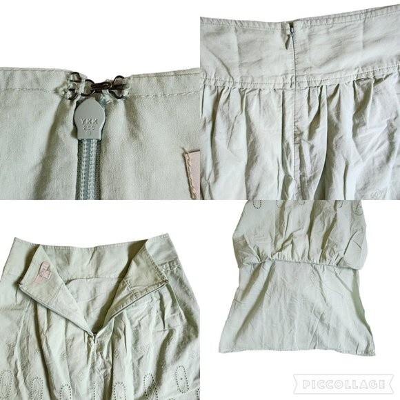 Ann Taylor LOFT green cottagecore prairie eyelet trim mini skirt sz 00 - Picture 7 of 11